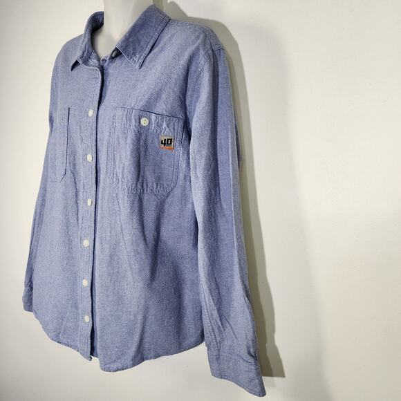 Duluth Trading Co 40 Grit Womens Chambray Shirt Blue Long Sleeve Button Large - Picture 4 of 9